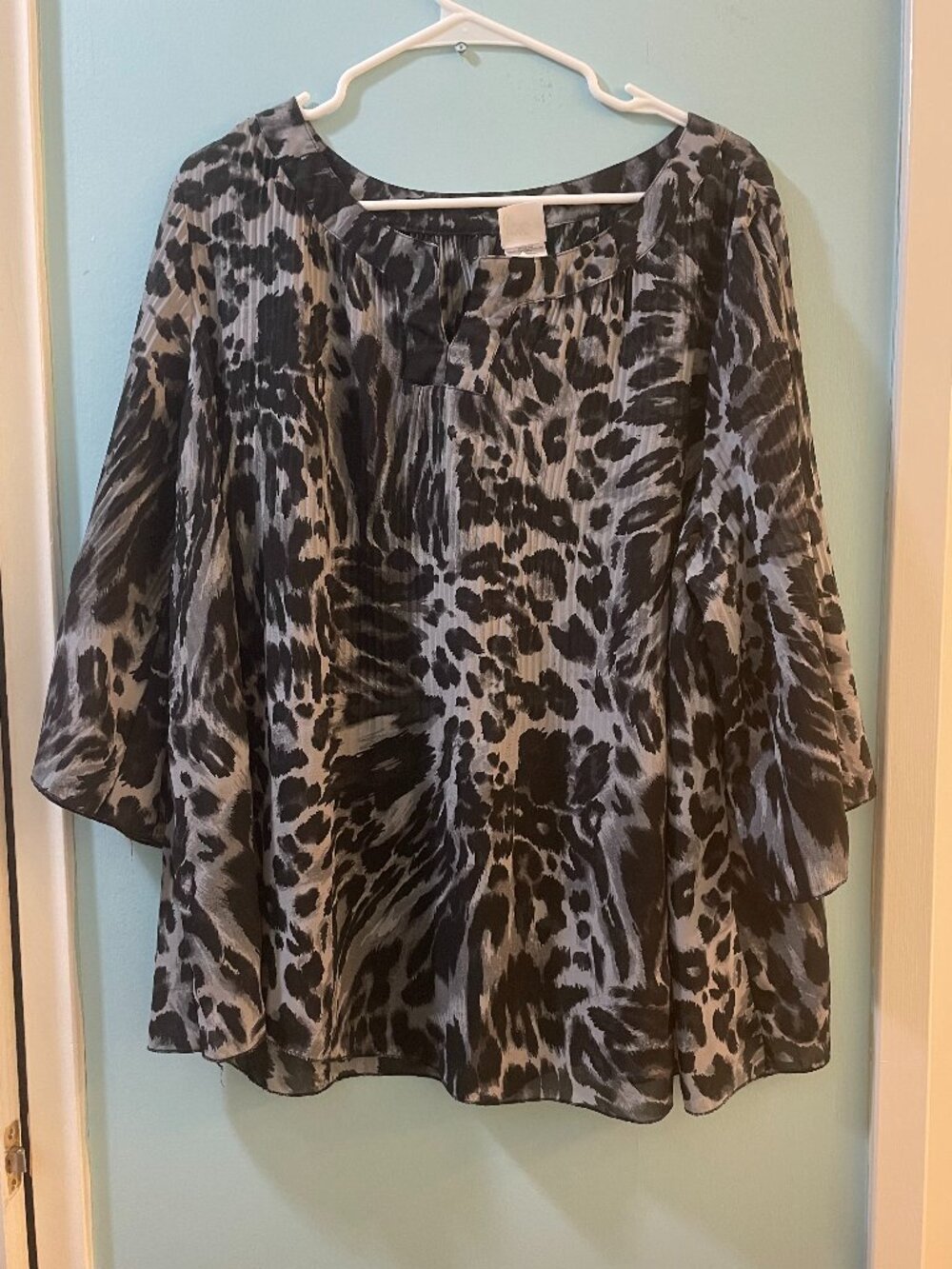 JMS Black And Gray Animal Print Top, 2x